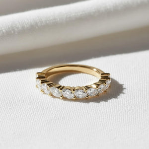Marquise Lab Diamond Half Eternity Band, 14K Gold