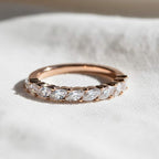 Lab Grown Diamond Half Eternity Ring: 14k Gold Marquise Stacking Band, Marquise Wedding Band, Shared Prong Band, Dainty Jewelry Gift