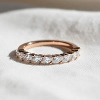 Marquise Lab Diamond Half Eternity Band, 14K Gold