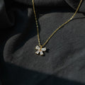 Diamond Bow Necklace, 14K Gold Dainty Ribbon Necklace, Minimalist Sparkly Bow Necklace, Best Friend Gift, Bridesmaid Gift, Birthday Gift