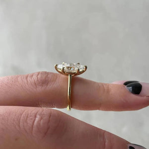 Marquise Lab Diamond Engagement Ring, Six Claw Prong