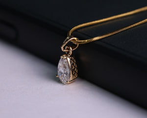 Pear Lab Diamond Solitaire Pendant, 14K Gold