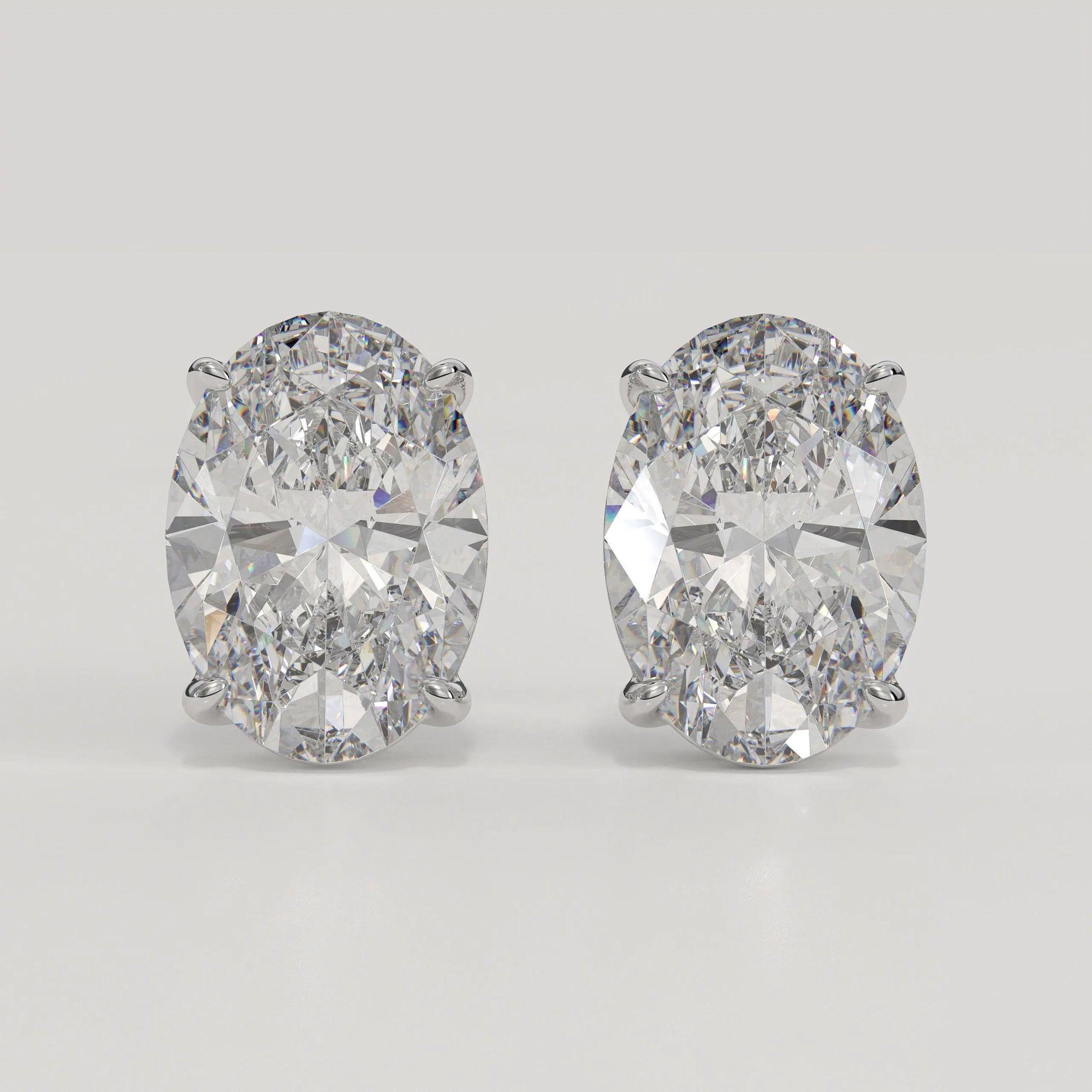14K Oval Shaped Lab Diamond Stud Earrings