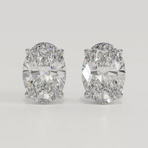 14K Oval Shaped Lab Diamond Stud Earrings