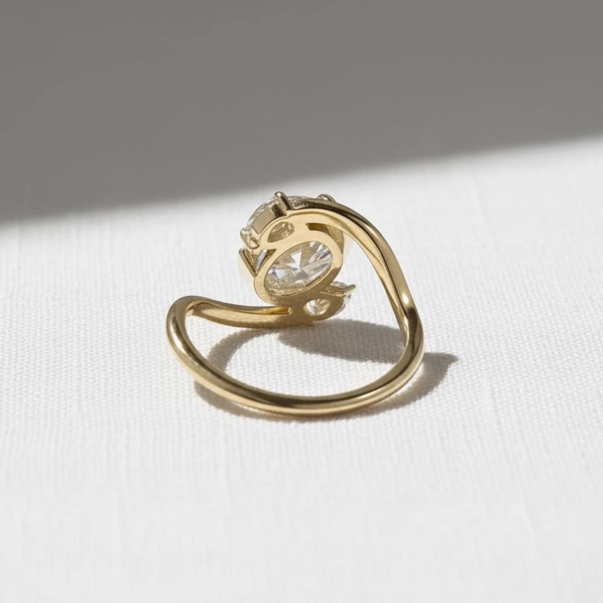 Oval Three Stone Lab Diamond Wedding Ring