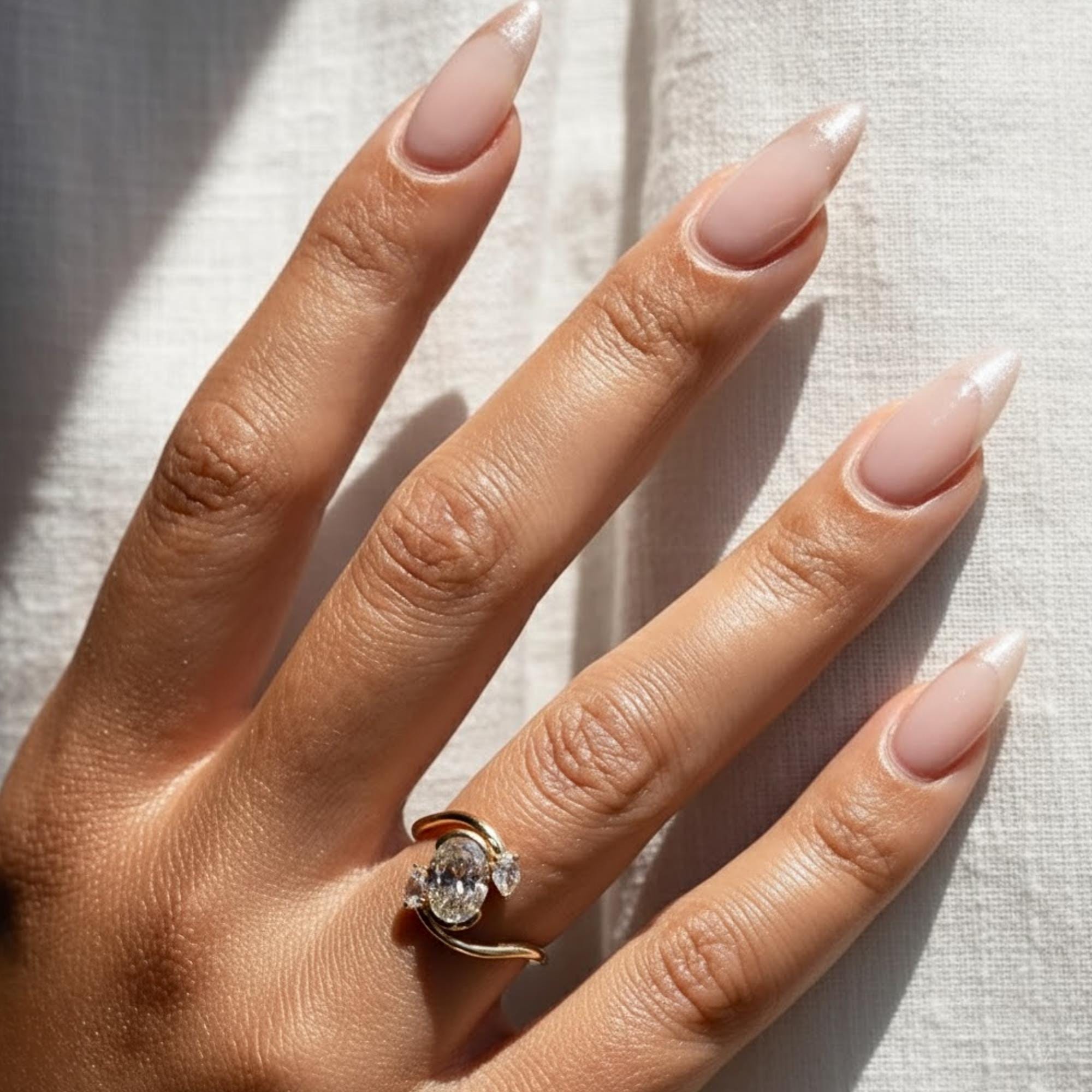 Oval Three Stone Lab Diamond Wedding Ring