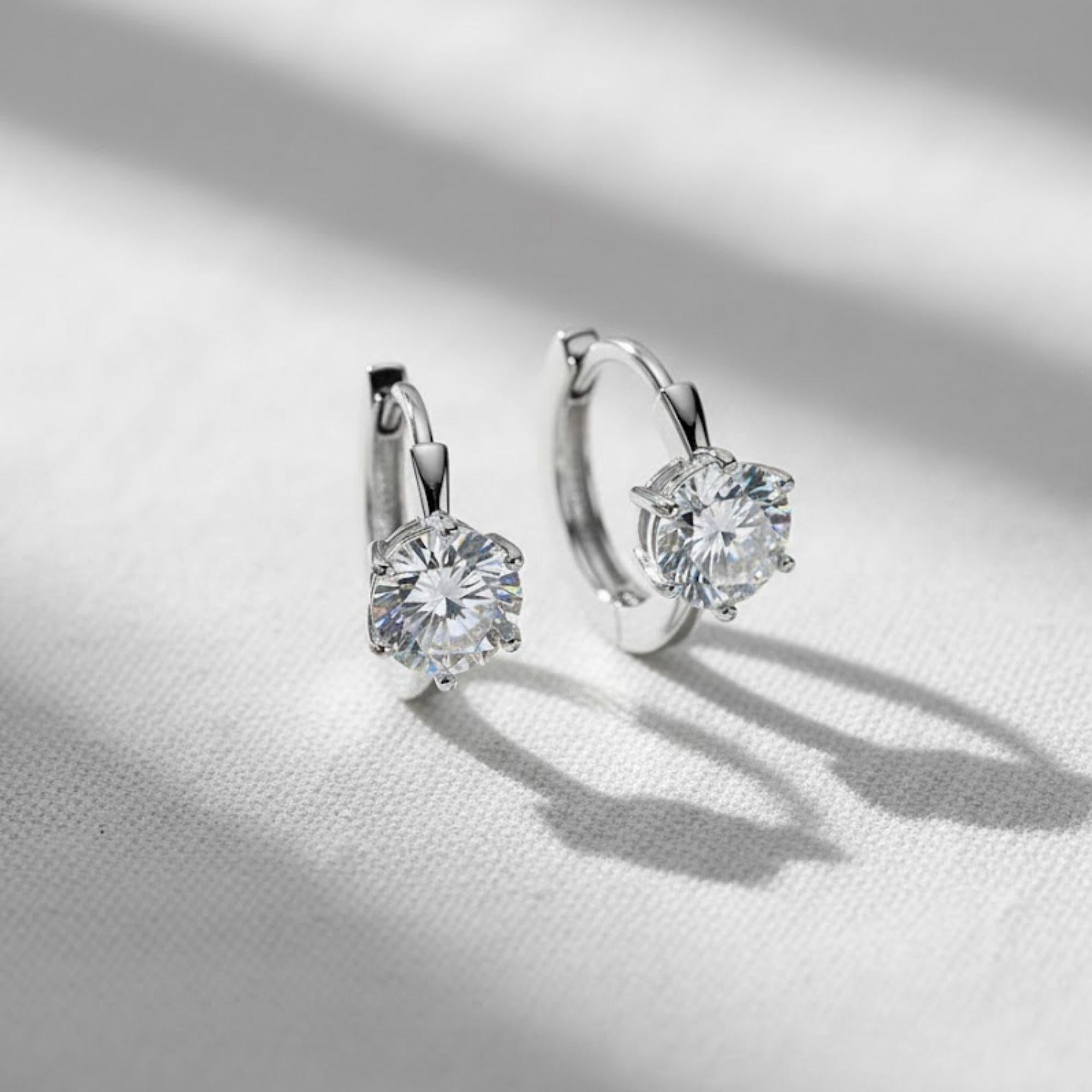 14K Gold Diamond Hoop Earrings