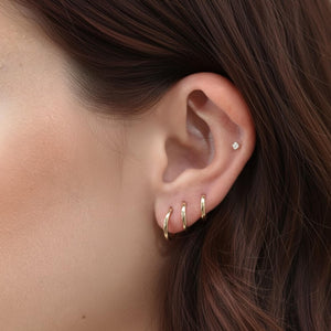 14k Gold Plain Gold Huggie Earrings