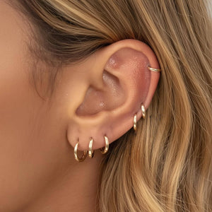 14k Gold Plain Gold Huggie Earrings