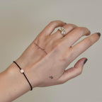 Solitaire Diamond Thread Bracelet, 14k Gold Bezel, Lab Diamond Charm, Black String, Minimalist Jewelry, Gift for Her, Lennox