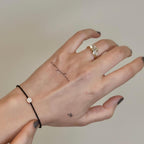 Solitaire Diamond Thread Bracelet, 14k Gold Bezel, Lab Diamond Charm, Black String, Minimalist Jewelry, Gift for Her, Lennox
