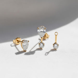 Lab Created Pear Diamond Jacket Earrings Single or Pair