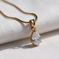 Lab Diamond Solitaire Engagement Pendant/ Pear Cut Lab Grown Diamond Bridesmaid Pendant/ 14K Gold Eco Friendly Diamond Pendant Gift For Her