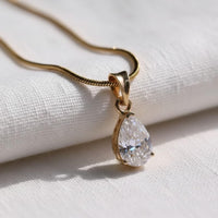 Pear Lab Diamond Solitaire Pendant, 14K Gold