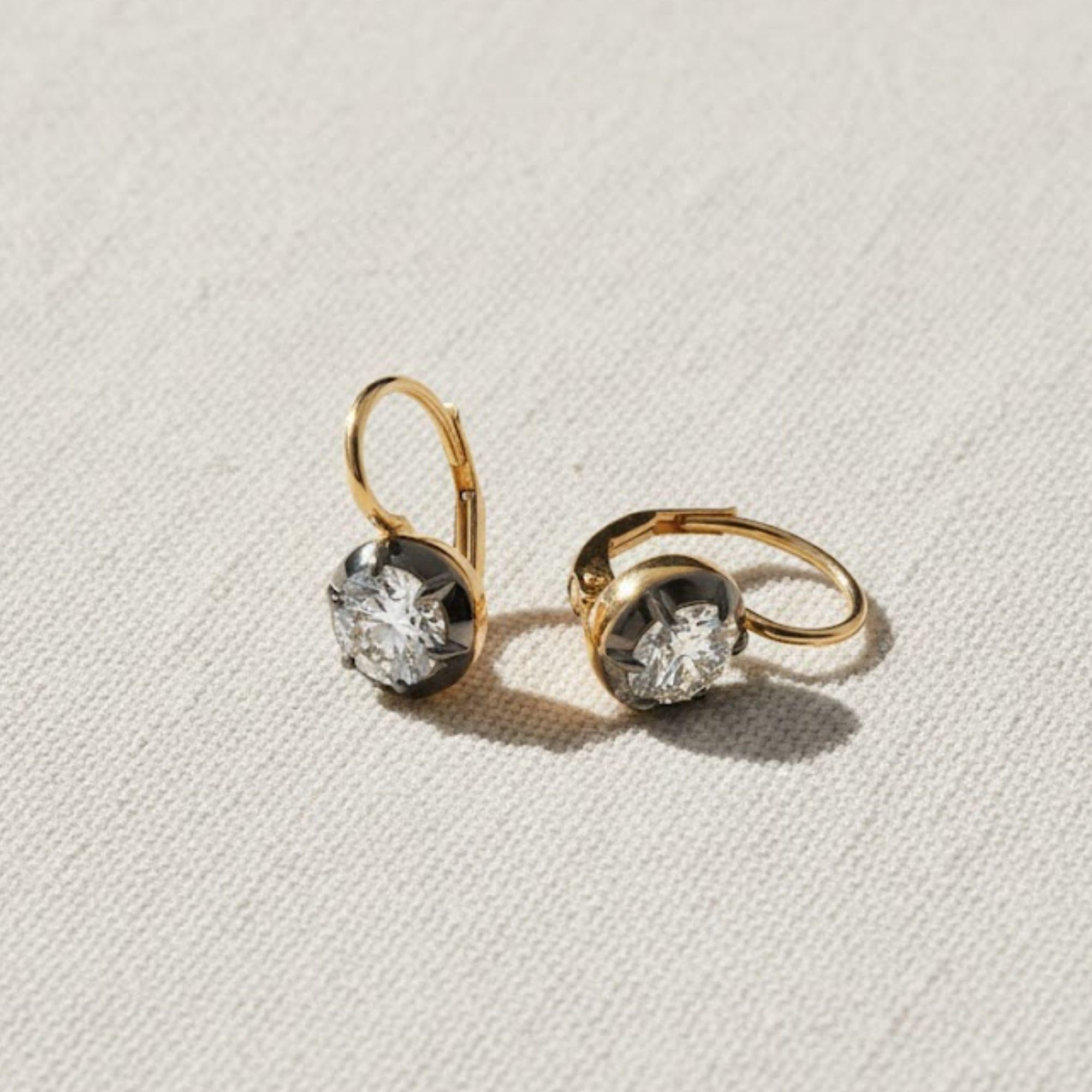 Antique Russian Old Mine Moissanite Drop Earrings