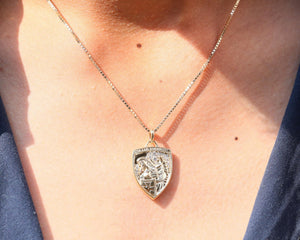 14K Gold Diamond Archangel Michael Pendant Necklace
