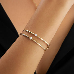Lab Created Pear & Heart Shape Diamond Bangle Bracelet