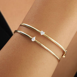 Lab Created Pear & Heart Shape Diamond Bangle Bracelet