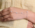 18K Solid Gold Diamond Hand Chain Bracelet Ring: Delicate Finger Jewelry