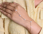 18K Solid Gold Diamond Hand Chain Bracelet Ring: Delicate Finger Jewelry