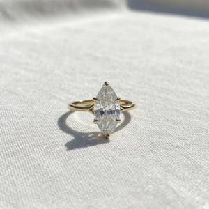 14K Gold Marquise Cut Lab Diamond Solitaire Engagement Ring