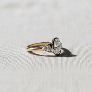 Oval Three Stone Bezel Set Lab Diamond Ring