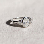 1.50 Ct Oval Three Stone Diamond Engagement Ring for Women, Bezel Set Diamonds, Certified Lab Grown Diamond, Handmade Yellow/White/Rose Gold