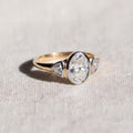 1.50 Ct Oval Three Stone Diamond Engagement Ring for Women, Bezel Set Diamonds, Certified Lab Grown Diamond, Handmade Yellow/White/Rose Gold
