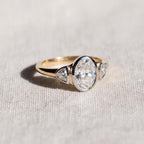 1.50 Ct Oval Three Stone Diamond Engagement Ring for Women, Bezel Set Diamonds, Certified Lab Grown Diamond, Handmade Yellow/White/Rose Gold