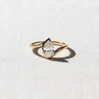 Unique Bezel Setting Pear Cut Diamond Engagement Ring, 1.5 CT Pear Cut Colorless Diamond Wedding Ring, Half Bezel Set Anniversary Ring