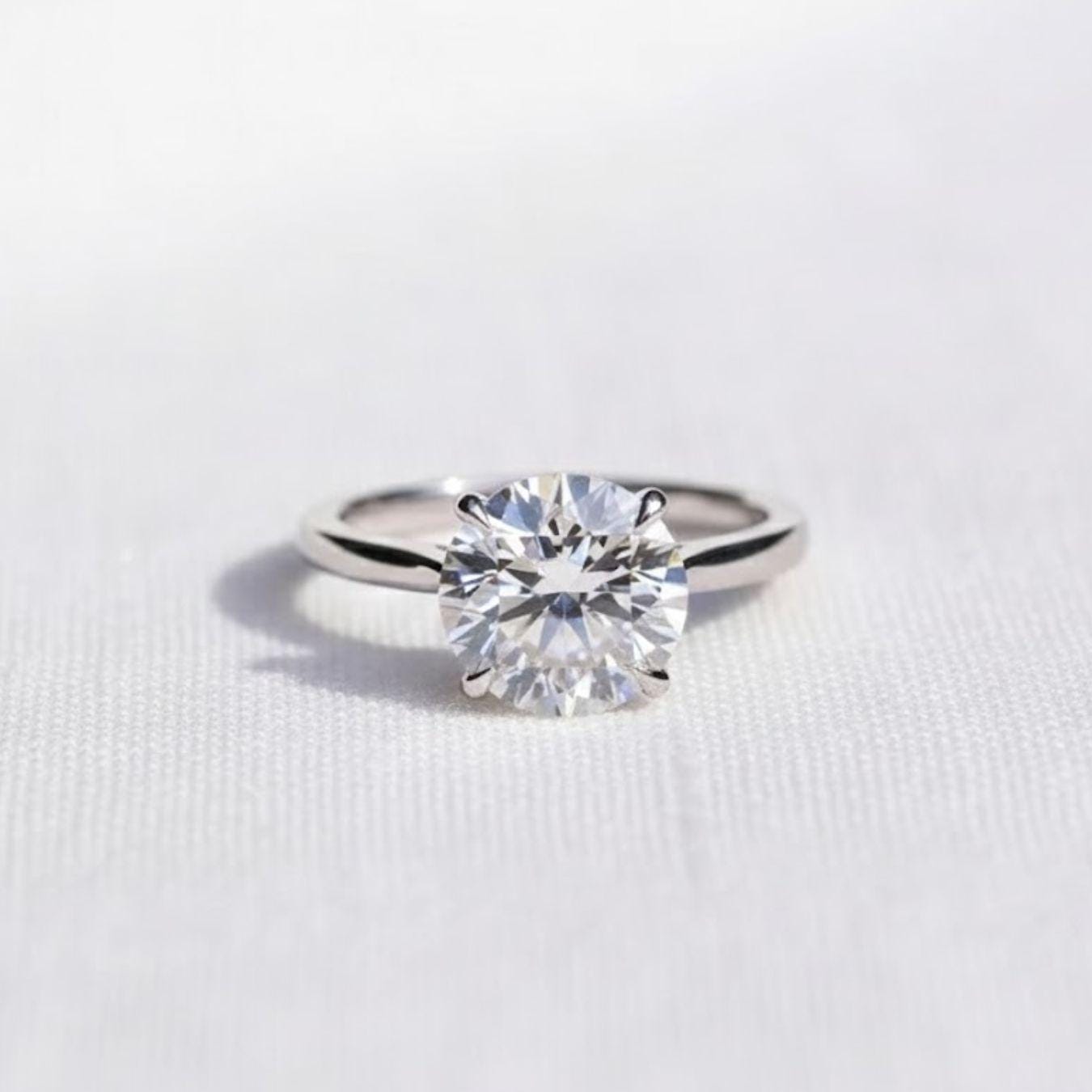 Round Lab Diamond Solitaire Engagement Ring