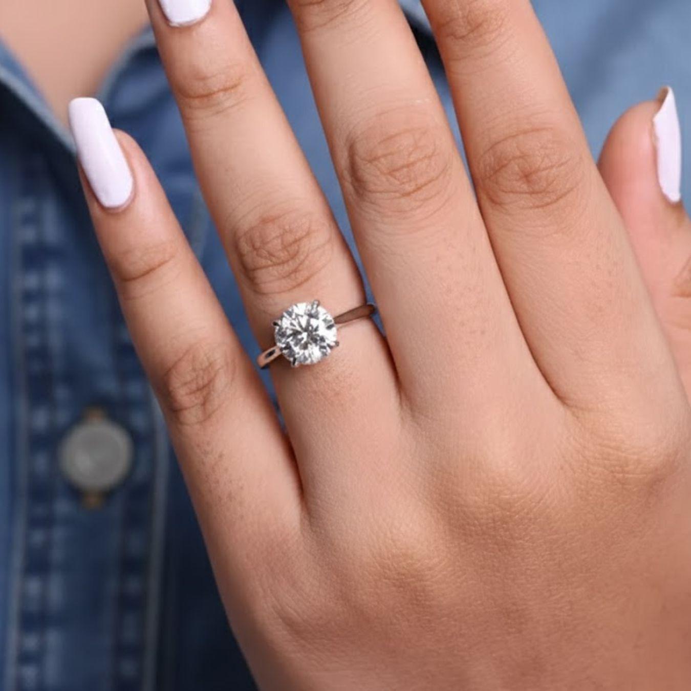 Round Lab Diamond Solitaire Engagement Ring