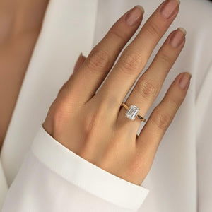 Emerald Cut Lab Grown Diamond Engagement Ring