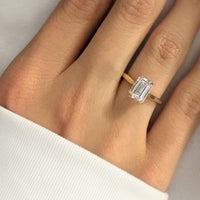 Emerald Cut Diamond Solitaire Ring in 14k Yellow Gold