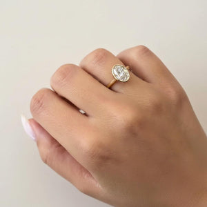 2 Ct Oval Bezel Diamond Engagement Ring