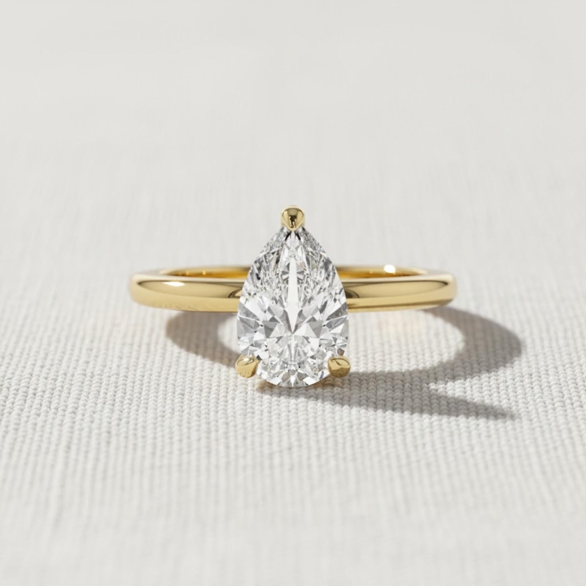 14k Gold Lab Diamond Pear Shape Ring