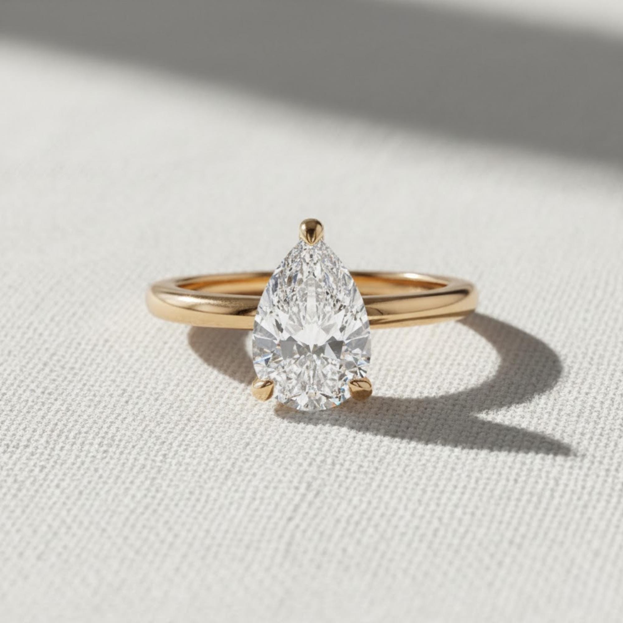 14k Gold Lab Diamond Pear Shape Ring