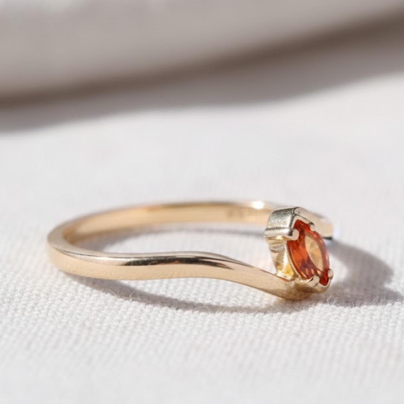 Marquise Cut Garnet Engagement Ring, 14K Gold