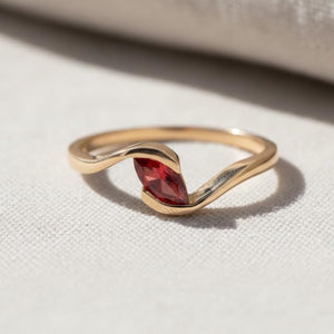 Marquise Cut Garnet Engagement Ring, 14K Gold