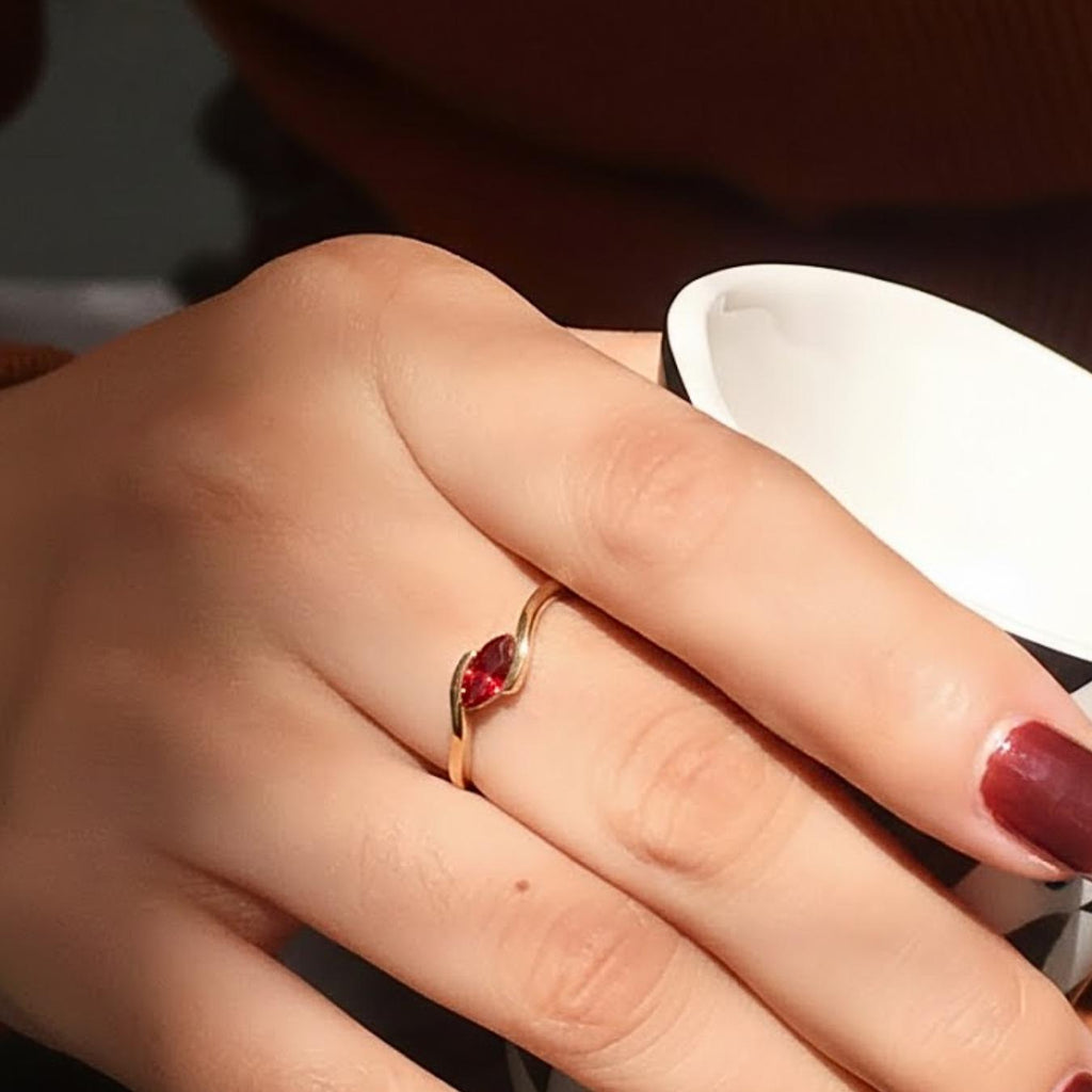 Marquise Cut Garnet Ring 14K Solid Gold Ruby Gemstone Engagement Ring Art Deco Diamond Promise Bridal Ring Anniversary Gift For Women