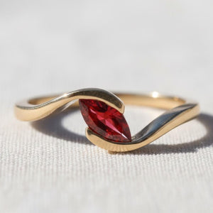 Marquise Cut Garnet Engagement Ring, 14K Gold