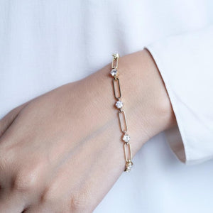 Paperclip Lab Diamond Station Bracelet, Gold Chain Bracelet