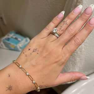 Paperclip Diamond Station Chain Link Bracelet