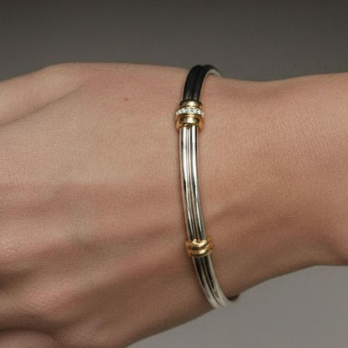 Two-Tone Diamond Stacking Bangle Bracelet