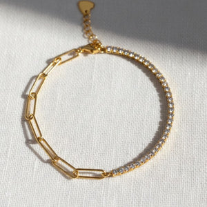 Half Tennis Half Paperclip Tennis Bracelet