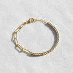 Half Tennis Half Paperclip Bracelet, Tennis Bracelet,Diamond Tennis Bracelet, Paperclip Bracelet, Link Bracelet, Gift for Her, Bracelet