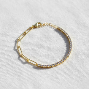 Half Tennis Half Paperclip Tennis Bracelet