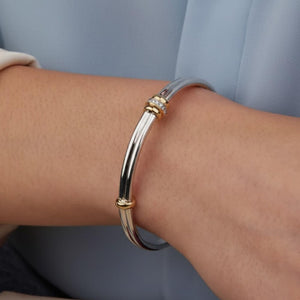 Two-Tone Diamond Stacking Bangle Bracelet