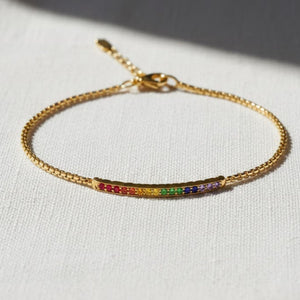 Rainbow Lab Diamond Tennis Bracelet, 14K Gold