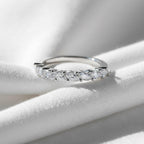 Lab Grown Diamond Half Eternity Ring: 14k Gold Marquise Stacking Band, Marquise Wedding Band, Shared Prong Band, Dainty Jewelry Gift
